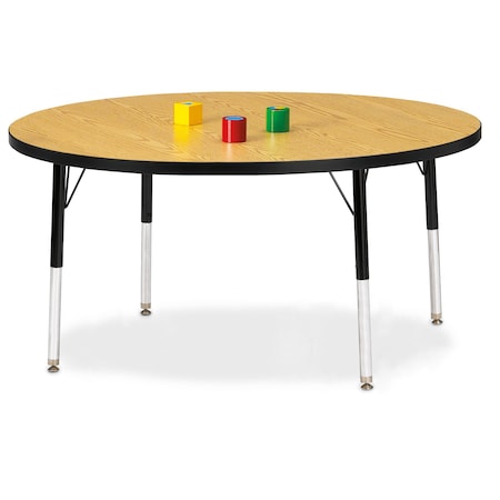 Jonti-Craft Berries Round Activity Table, 48 in. Diameter, E-height, Oak/Black/Black 6433JCE210